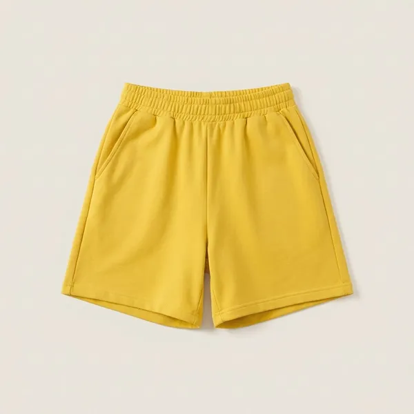 Yellow_Cotton_Premium_Casual_Loose_Fit_Athleisure_Shorts_For_Women