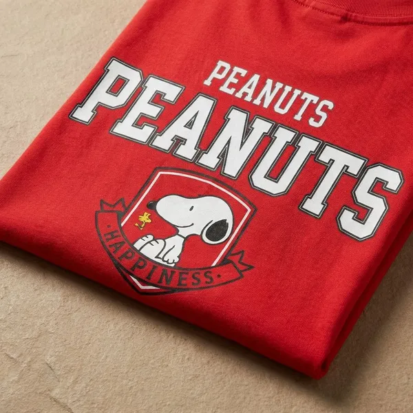 Red_Cotton_Premium_Peanuts_Happiness_Snoopy_Logo_Oversized_Graphic_Tee_T-Shirt_For_Men