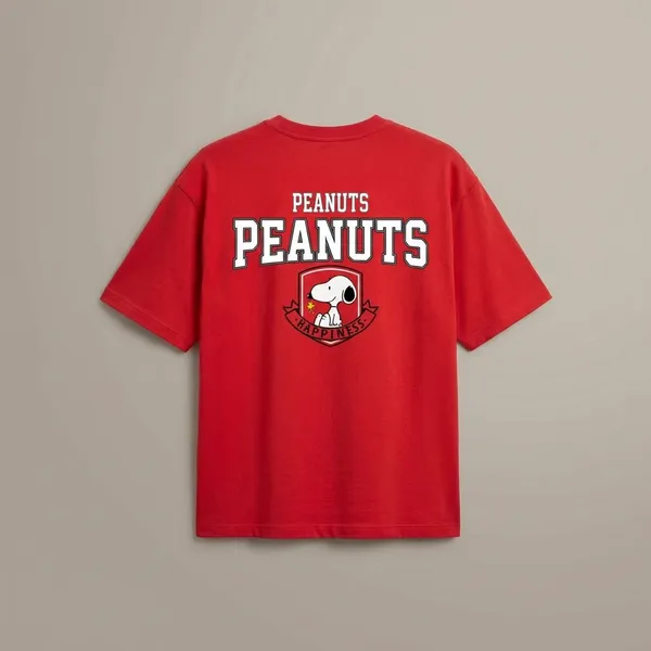 Red_Cotton_Premium_Peanuts_Happiness_Snoopy_Logo_Oversized_Graphic_Tee_T-Shirt_For_Men