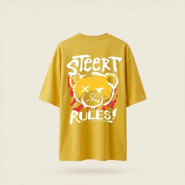 Yellow_Cotton_Premium_Street_Rules_Bear_Graphic_Streetwear_Tee_Oversized_T-Shirt_For_Men
