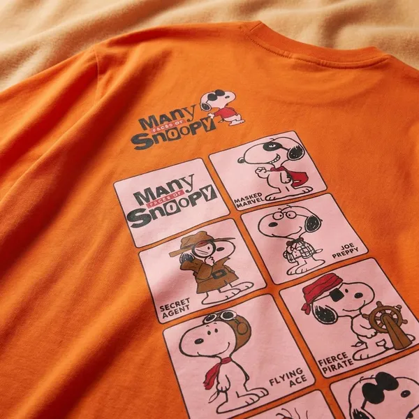 Orange_Cotton_Premium_Many_Tales_Of_Snoopy_Character_Print_Oversized_Graphic_Tee_T-Shirt_For_Men