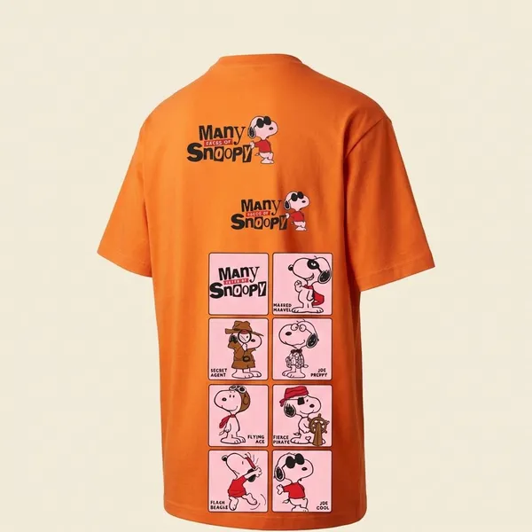 Orange_Cotton_Premium_Many_Tales_Of_Snoopy_Character_Print_Oversized_Graphic_Tee_T-Shirt_For_Men