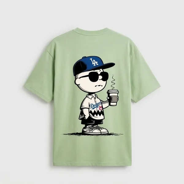 Mint_Green_Cotton_Premium_Mint_Peanuts_Charlie_Dodgers_Oversized_Graphic_Tee_T-Shirt_For_Men