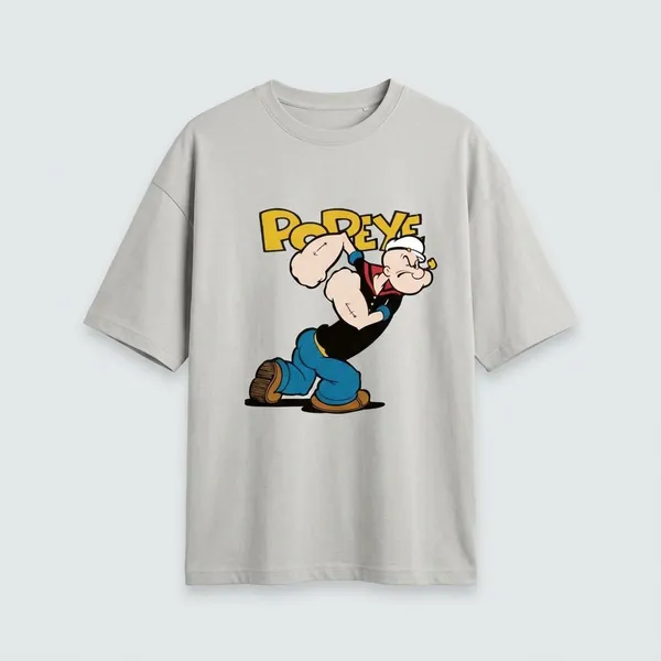White_Cotton_Premium_Popeye_The_Sailor_Man_Oversized_Cartoon_Tee_T-Shirt_For_Men