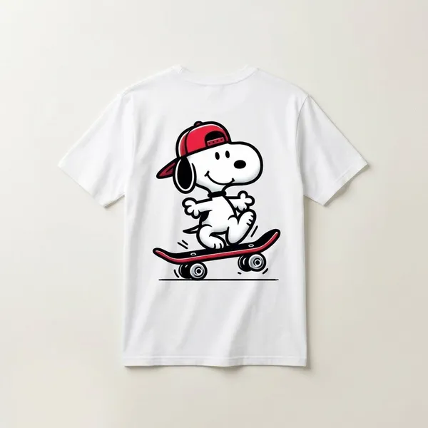 White_Cotton_Premium_Snoopy_Skateboarder_Cartoon_Skate_Tee_Oversized_T-Shirt_For_Men