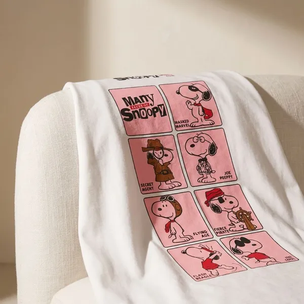 White_Cotton_Premium_Many_Tales_Of_Snoopy_Character_Print_Peanuts_Tee_Oversized_T-Shirt_For_Men