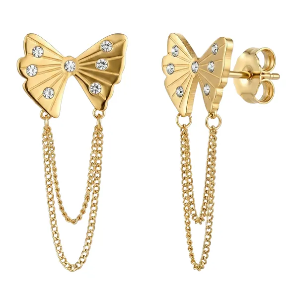 Gold_Plated_22_K_Crystal_Butterfly_Chain_Drop_Earrings