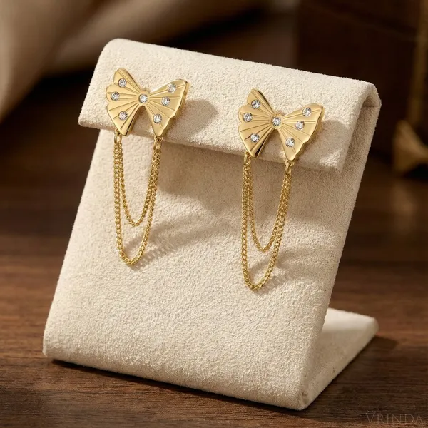 Gold_Plated_22_K_Crystal_Butterfly_Chain_Drop_Earrings