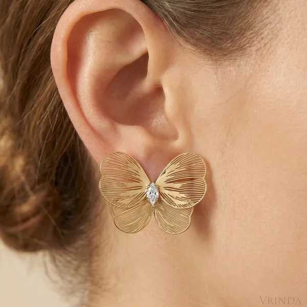 Gold_Plated_22_K_Filigree_Butterfly_Studs_With_Marquise_Crystal