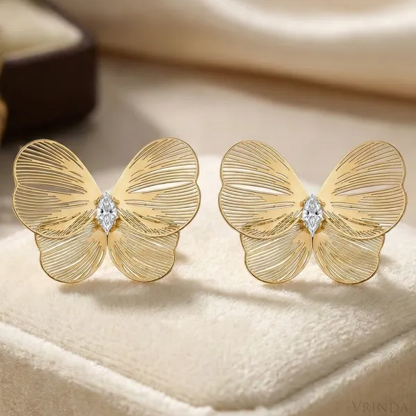 Gold_Plated_22_K_Filigree_Butterfly_Studs_With_Marquise_Crystal