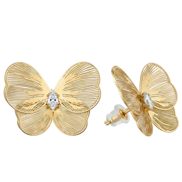 Gold_Plated_22_K_Filigree_Butterfly_Studs_With_Marquise_Crystal