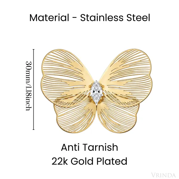 Gold_Plated_22_K_Filigree_Butterfly_Studs_With_Marquise_Crystal