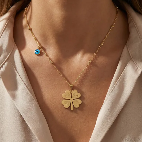 Gold_Plated_22_K_Evil_Eye_Clover_Necklace_For_Women