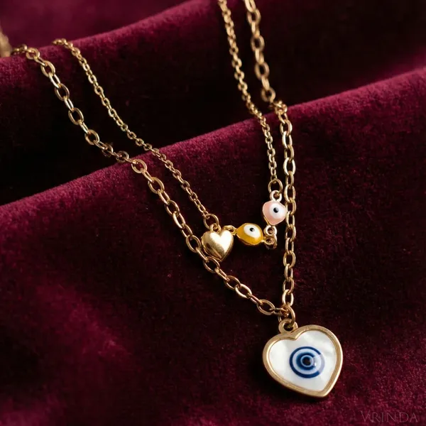 Gold_Plated_22_K_Evil_Eye_Heart_Layered_Necklace_For_Women