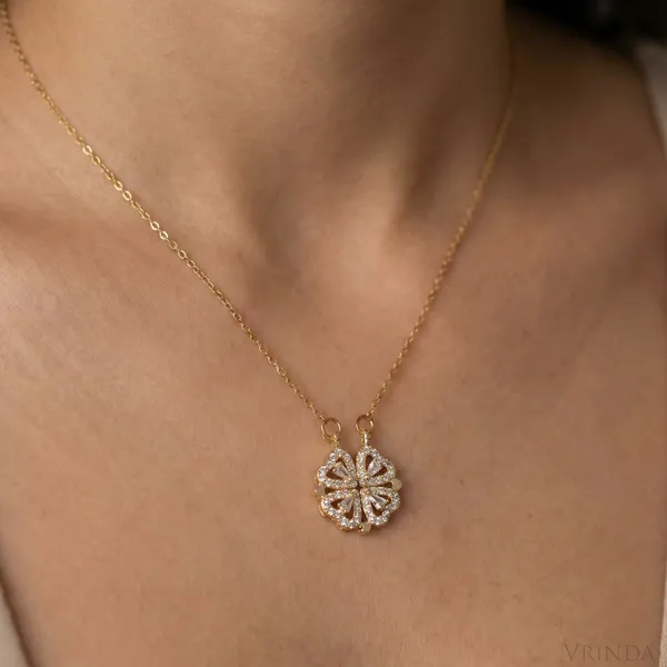 Gold_Plated_22_K_2_In_1_Magnetic_Clover_And_Four_Heart_Necklace_For_Women