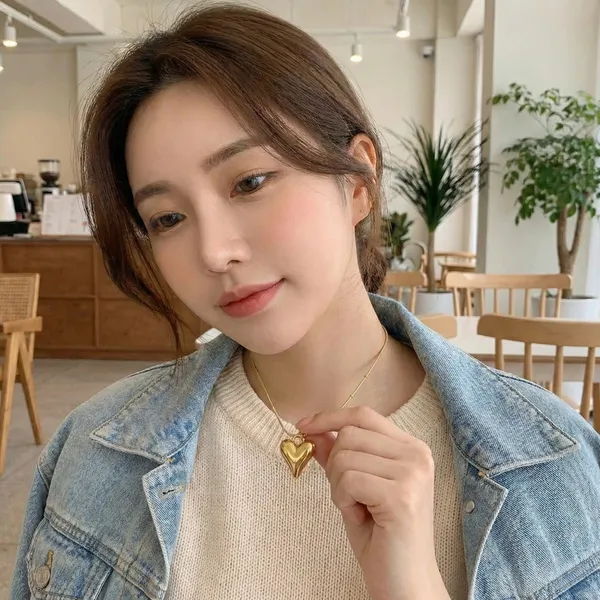 Gold_Plated_22_K_Puffy_Heart_Pendant_Necklace_For_Women