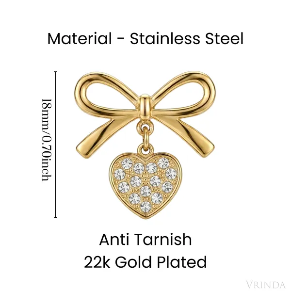 Gold_Plated_22_K_Bow_Studs_With_Crystal_Heart_Drop