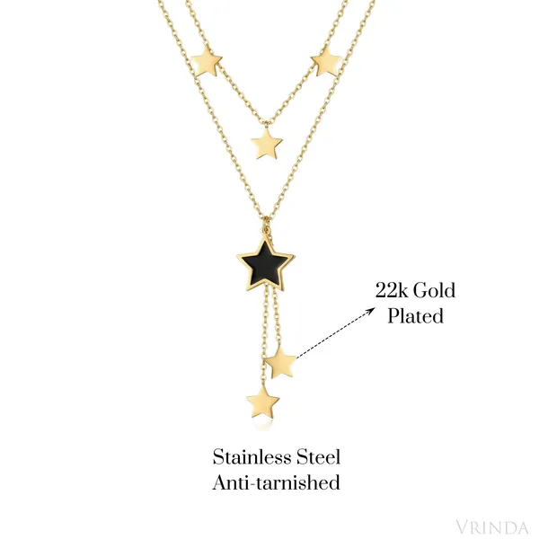 Gold_Plated_22_K_Two_Layer_Star_Charm_Necklace_For_Women