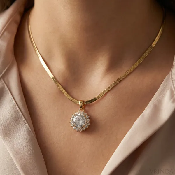 Gold_Plated_22_K_Halo_Solitaire_Crystal_Necklace_For_Women