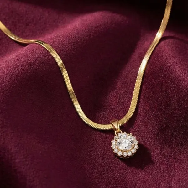 Gold_Plated_22_K_Halo_Solitaire_Crystal_Necklace_For_Women