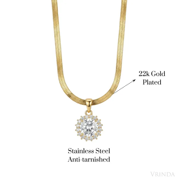 Gold_Plated_22_K_Halo_Solitaire_Crystal_Necklace_For_Women
