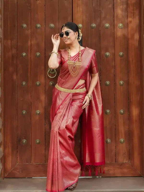 Dark_Pink_Lagniappe_Soft_Silk_Saree_With_Devastating_Blouse_Piece_For_Women