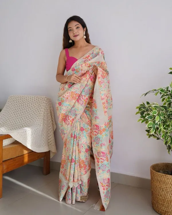 Beige_Extraordinary_Pashmina_Saree_With_Precious_Blouse_Piece_For_Women