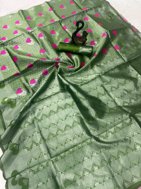Green_Nemesis_Soft_Banarasi_Silk_Saree_With_Stunning_Blouse_Piece_For_Women