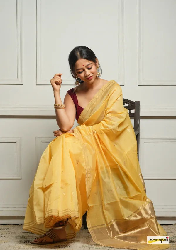 Yellow_Ravishing_Cotton_Silk_Saree_With_Marvellous_Blouse_Piece_For_Women