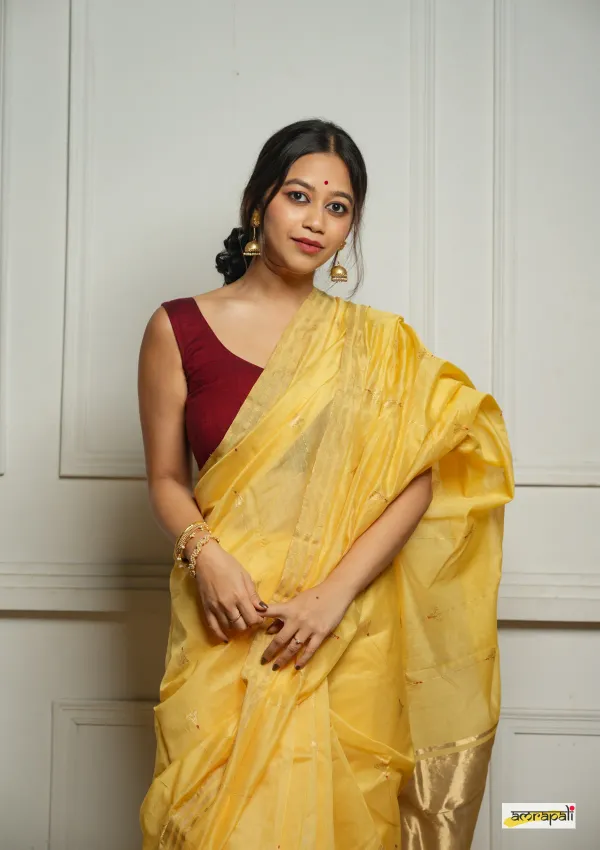 Yellow_Ravishing_Cotton_Silk_Saree_With_Marvellous_Blouse_Piece_For_Women