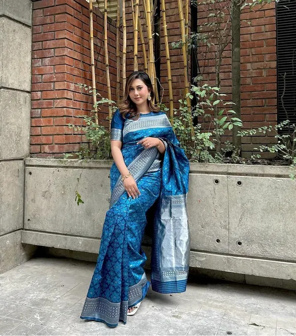 Teal_Blue_Diaphanous_Teal_Soft_Silk_Saree_With_Elision_Blouse_Piece_For_Women