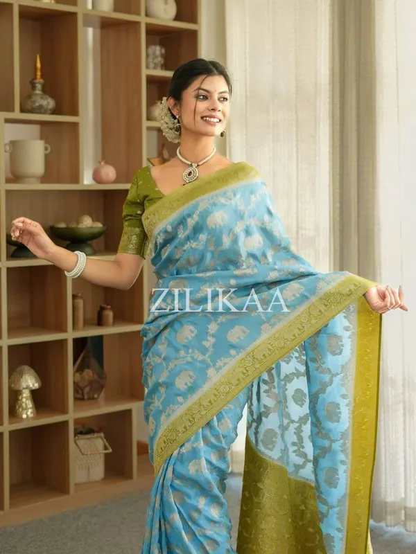 Sky_Devastating_Soft_Silk_Saree_With_Glamorous_Blouse_Piece_For_Women