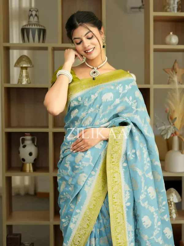Sky_Devastating_Soft_Silk_Saree_With_Glamorous_Blouse_Piece_For_Women