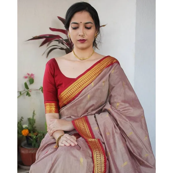 Grey_Evanescent_Soft_Silk_Saree_With_Murmurous_Blouse_Piece_For_Women