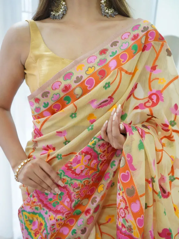 Beige_Classy_Pashmina_Saree_With_Gleaming_Blouse_Piece_For_Women