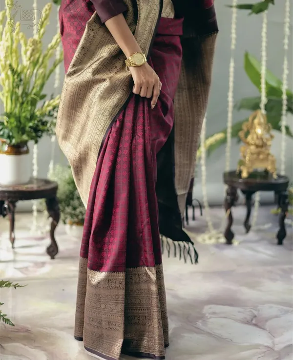 Wine_Beautiful_Soft_Silk_Saree_With_Precious_Blouse_Piece_For_Women