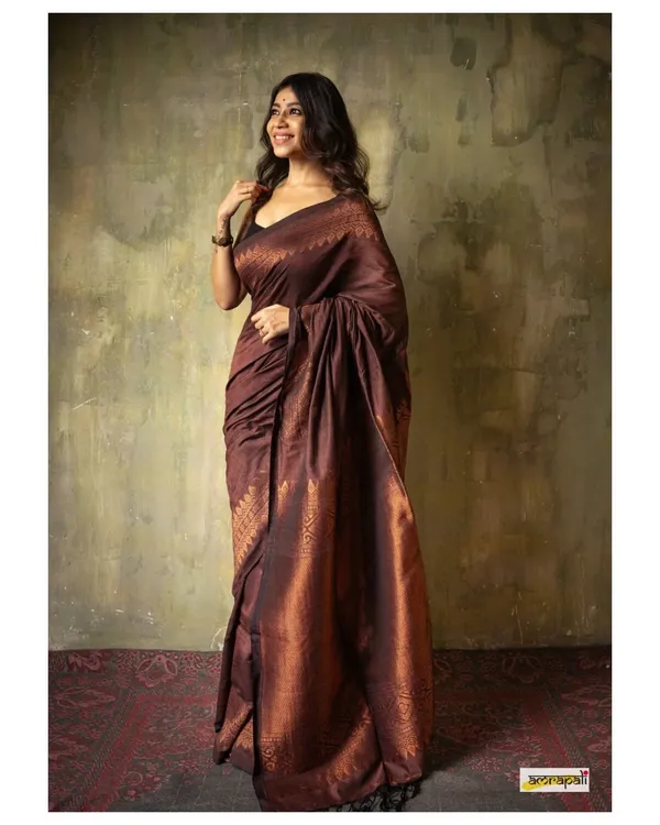 Brown_Extraordinary_Soft_Silk_Saree_With_Intricate_Blouse_Piece_For_Women