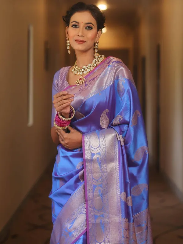 Blue_Groovy_Soft_Banarasi_Silk_Saree_With_Artistic_Blouse_Piece_For_Women
