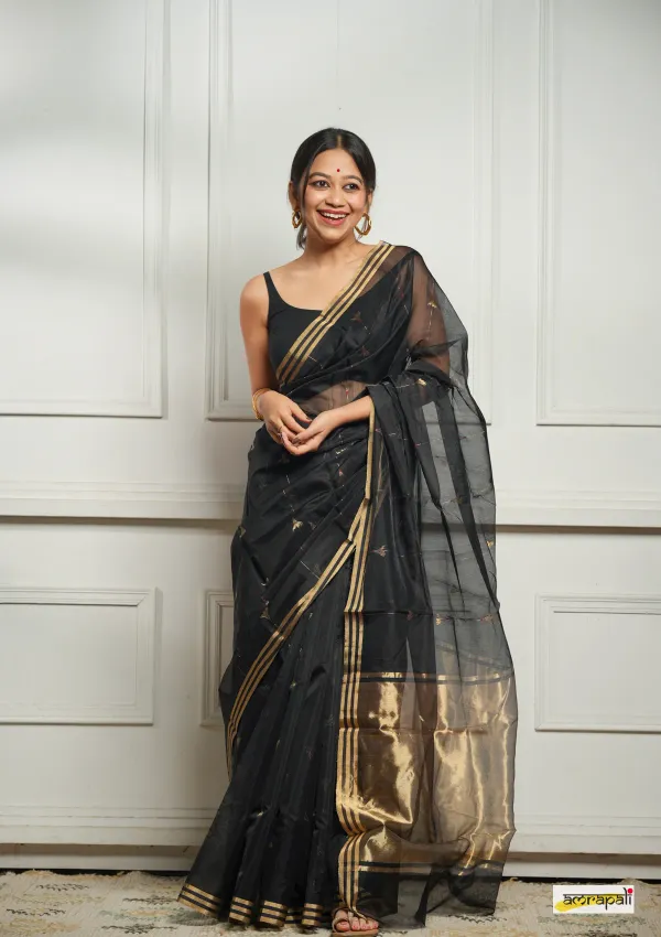 Black_Imaginative_Cotton_Silk_Saree_With_Desirable_Blouse_Piece_For_Women