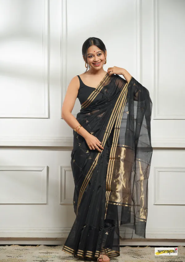 Black_Imaginative_Cotton_Silk_Saree_With_Desirable_Blouse_Piece_For_Women