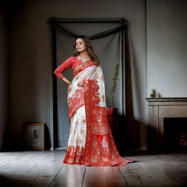 White_Precious_Soft_Banarasi_Silk_Saree_With_Capricious_Blouse_Piece_For_Women