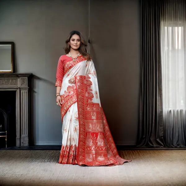 White_Precious_Soft_Banarasi_Silk_Saree_With_Capricious_Blouse_Piece_For_Women