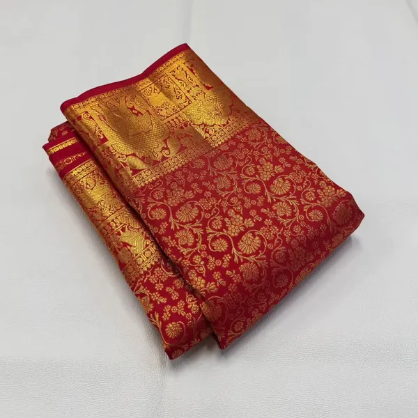 Red_Admirable_Soft_Banarasi_Silk_Saree_With_Majestic_Blouse_Piece_For_Women