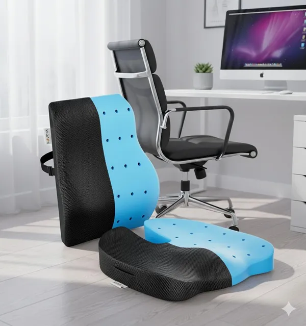 COCCYX_U_SHAPED_PILLOW-_Black_Mesh_Fabric_Premium_Pillow_with_gel_memory_for_extra_Comfort