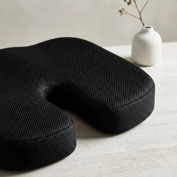 COCCYX_U_SHAPED_PILLOW-_Black_Mesh_Fabric_Premium_Pillow_with_gel_memory_for_extra_Comfort