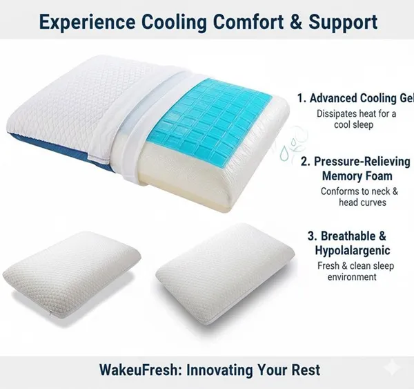 GEL_PAD_MEMORY_FOAM_PILLOW-_White_And_Blue_Knitted_Fabric_And_Cooling_Gel_Pad_And_Memory_Foam_Premium_Pillow_For_Sleep_And_Comfort