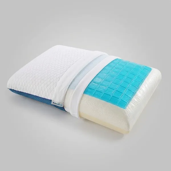 GEL_PAD_MEMORY_FOAM_PILLOW-_White_And_Blue_Knitted_Fabric_And_Cooling_Gel_Pad_And_Memory_Foam_Premium_Pillow_For_Sleep_And_Comfort