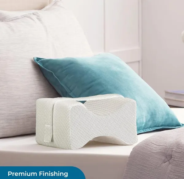 KNEE_PILLOW-_White_Knitted_Fabric_With_Gel_Memory_Foam_Premium_Pillow_For_Sleep_And_Comfort