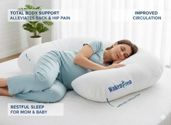 PREGNANCY_C_SHAPED_PILLOW_-Pink_Fabric_And_Polyester_Fiber_Premium_Pillow_For_Sleep_And_Comfort