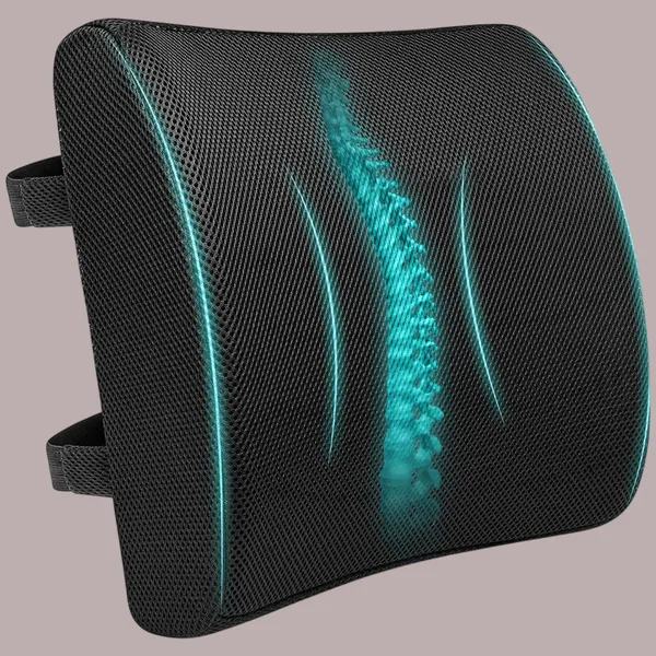 HALF_LUMBAR_BACK_REST_PILLOW-_Black_Mesh_Fabric_Premium_Pillow_For_Comfort